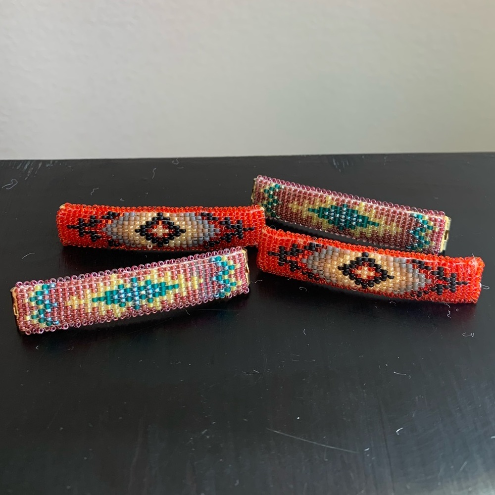 Navajo Handcrafted Hair Pins Set, Beaded